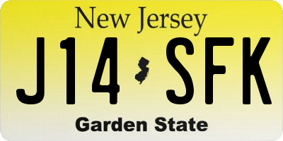 NJ license plate J14SFK