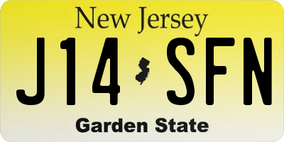 NJ license plate J14SFN