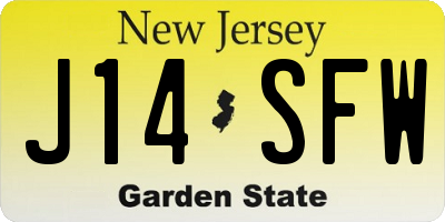 NJ license plate J14SFW