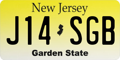 NJ license plate J14SGB