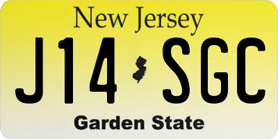 NJ license plate J14SGC