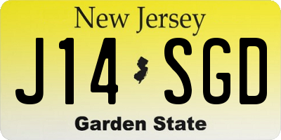 NJ license plate J14SGD
