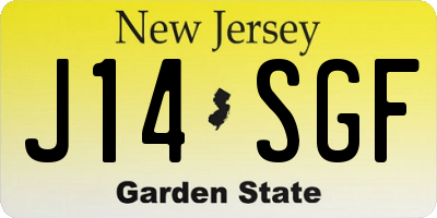 NJ license plate J14SGF