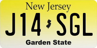 NJ license plate J14SGL