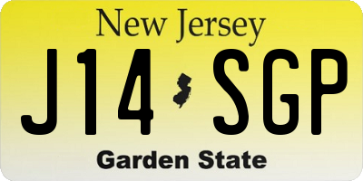 NJ license plate J14SGP