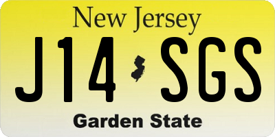 NJ license plate J14SGS