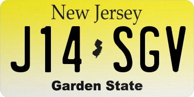 NJ license plate J14SGV