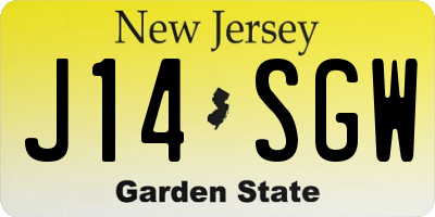 NJ license plate J14SGW