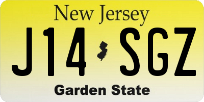 NJ license plate J14SGZ