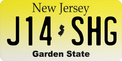 NJ license plate J14SHG