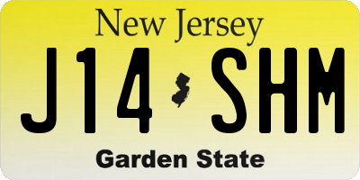 NJ license plate J14SHM