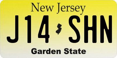 NJ license plate J14SHN