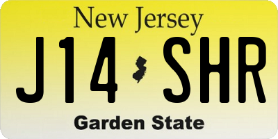 NJ license plate J14SHR
