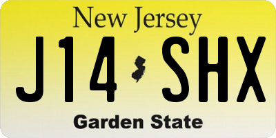 NJ license plate J14SHX