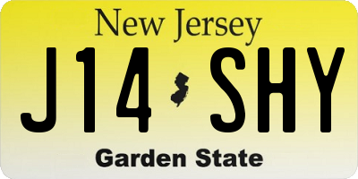 NJ license plate J14SHY