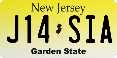 NJ license plate J14SIA