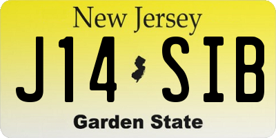 NJ license plate J14SIB