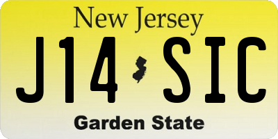 NJ license plate J14SIC