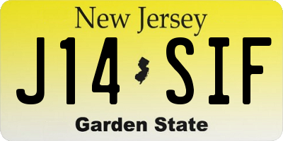 NJ license plate J14SIF