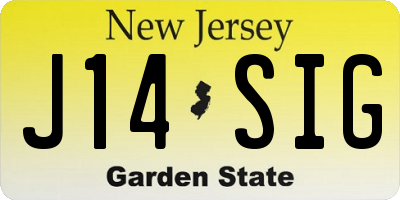 NJ license plate J14SIG