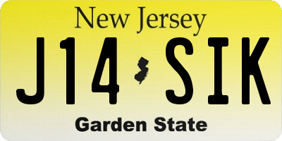 NJ license plate J14SIK