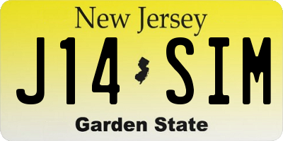 NJ license plate J14SIM