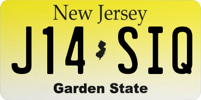 NJ license plate J14SIQ