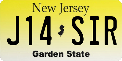 NJ license plate J14SIR