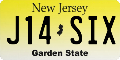 NJ license plate J14SIX