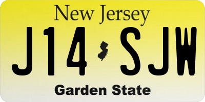 NJ license plate J14SJW