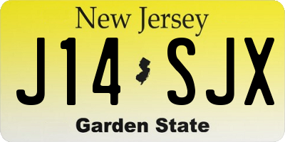 NJ license plate J14SJX