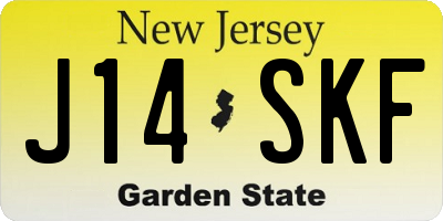 NJ license plate J14SKF