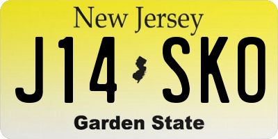 NJ license plate J14SKO