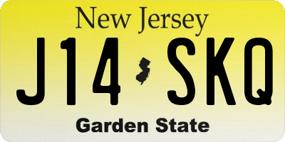 NJ license plate J14SKQ
