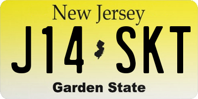 NJ license plate J14SKT