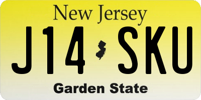 NJ license plate J14SKU