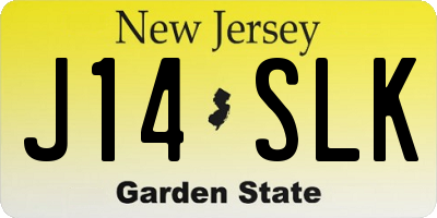 NJ license plate J14SLK