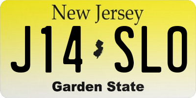 NJ license plate J14SLO