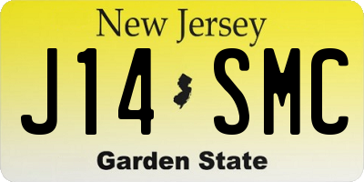 NJ license plate J14SMC
