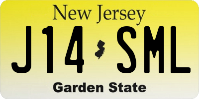 NJ license plate J14SML