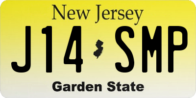 NJ license plate J14SMP