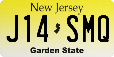 NJ license plate J14SMQ