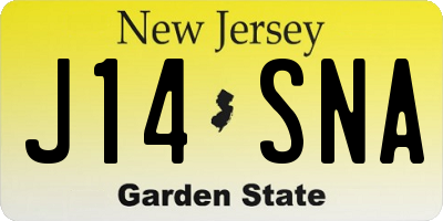 NJ license plate J14SNA