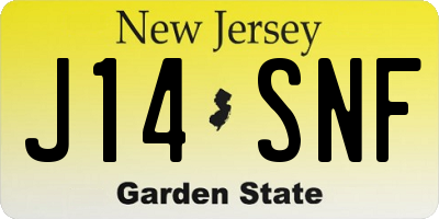 NJ license plate J14SNF