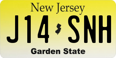 NJ license plate J14SNH