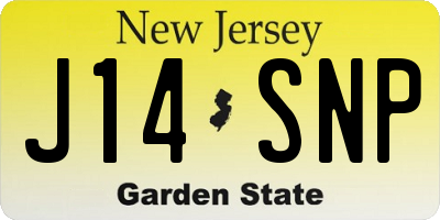 NJ license plate J14SNP