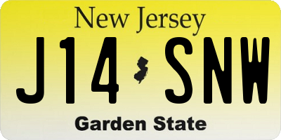 NJ license plate J14SNW