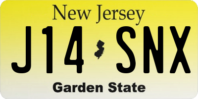 NJ license plate J14SNX