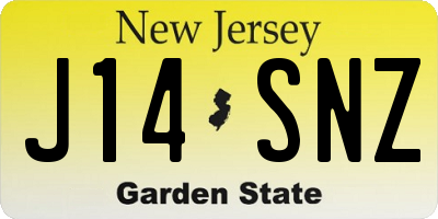 NJ license plate J14SNZ