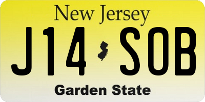 NJ license plate J14SOB